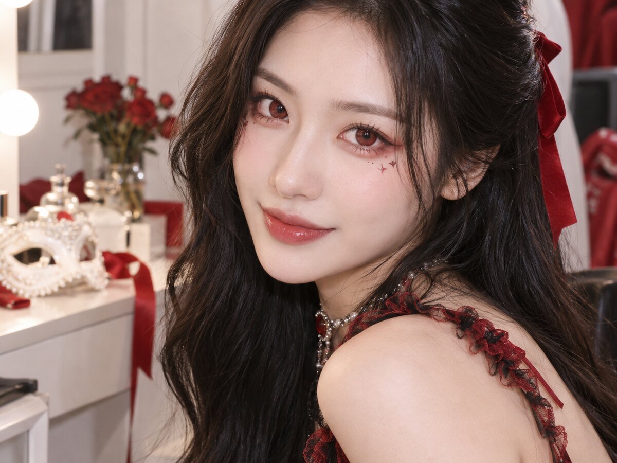 LensTown Eyetune Spooky 1Day: Red and White Halloween Lens Guide - KPOP2