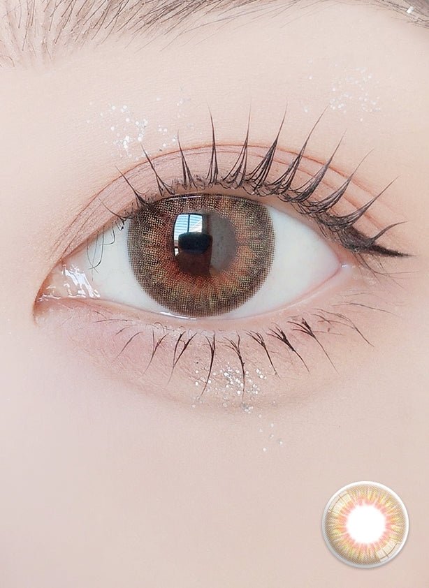 LensVery Vellica Brown monthly contact lenses with a 13.0 mm graphic