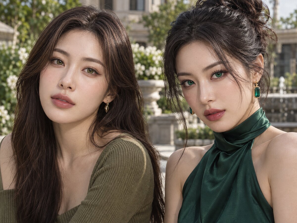Olive Green vs Emerald Green Colored Contacts - KPOP2