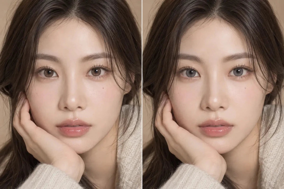 Warm Gray vs Cool Gray Contacts on Dark Eyes - KPOP2