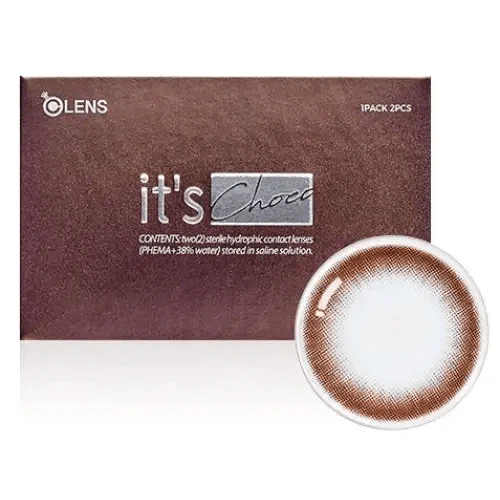 Olens It's Choco colored contact lens, 13.1mm graphic diameter, 3-6 Months wear