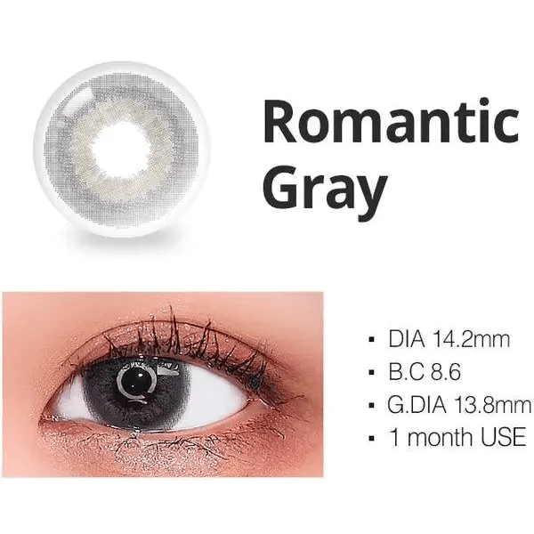 LensRang Romantic Gray colored contact lens, 13.8mm graphic diameter, Monthly wear
