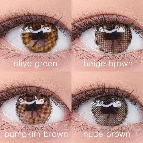 i-DOL Roze Airy Beige Brown — contact lens appearance comparison