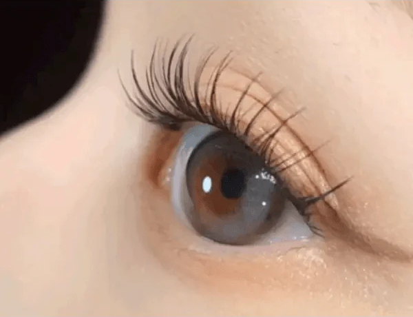 i-DOL Yurial Mul Gray — single-eye close-up showing the contact lens appearance