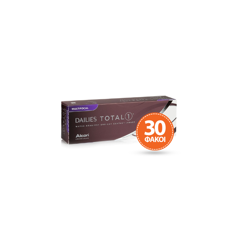 Alcon DAILIES TOTAL1 Multifocal Daily (30p) — clear contact lens packaging
