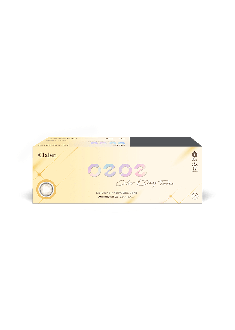 Clalen O2O2 Ash Brown for Astigmatism Daily 12.9mm — contact lens packaging