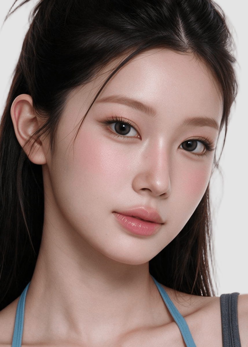 Clalen O2O2 Contour Gray Monthly 13.4mm — model portrait showing the contact lens look