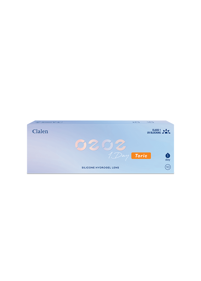 Clalen O2O2 OneDay Toric Clear Daily — close-up view of the contact lens on an eye