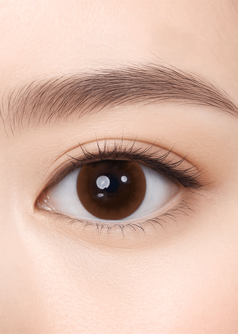 Clalen Soul Brown Daily 12.9mm — close-up view of the contact lens on an eye
