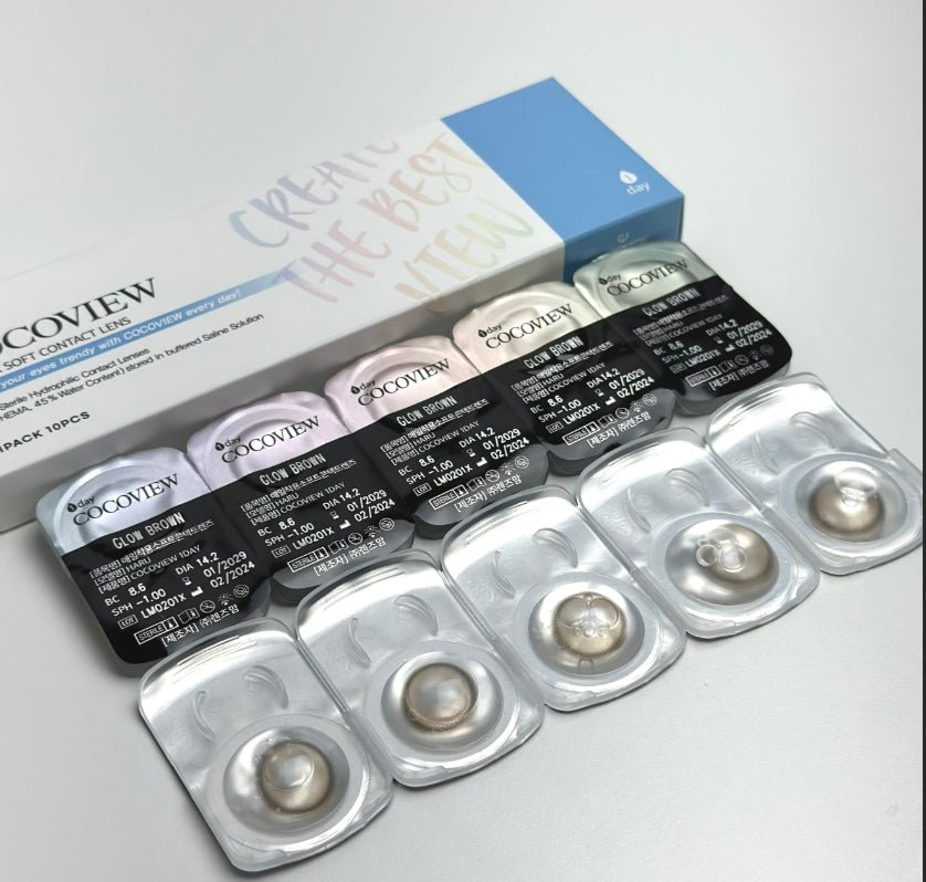 Cocoview Glow Brown (10p) colored contact lens, 13.3mm graphic diameter, Daily wear