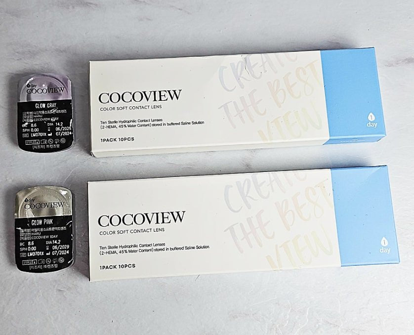 Cocoview Glow Gray (10p) colored contact lens, 13.3mm graphic diameter, Daily wear
