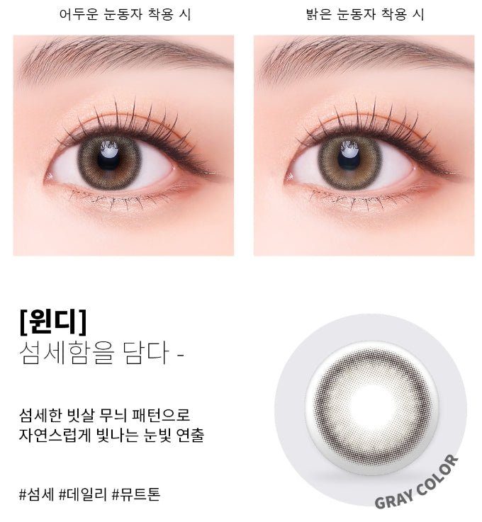 Cocoview Windy Gray (10p) colored contact lens, 13.3mm graphic diameter, Daily wear