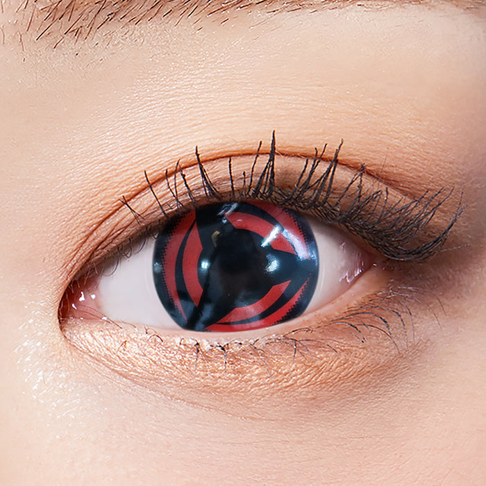 LensTown Eyetune Naruto2 — close-up of the red and black cosplay contact lens on the eye