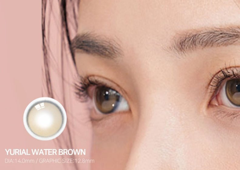 i-DOL Yurial Water Brown — contact lens product information graphic