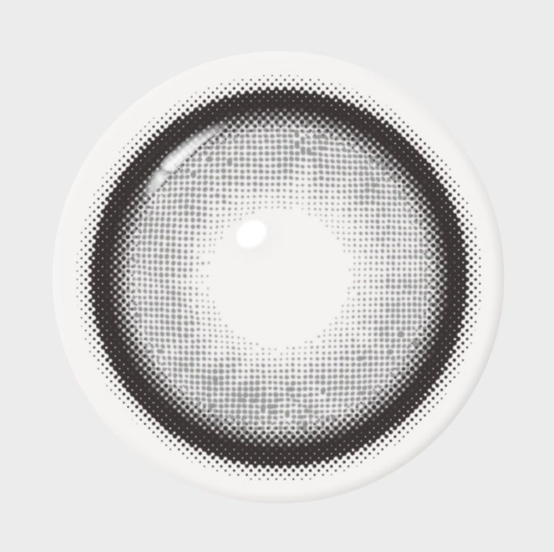 I-SHA Dekame Love Me Gray colored contact lens, 13.6mm graphic diameter, Monthly wear