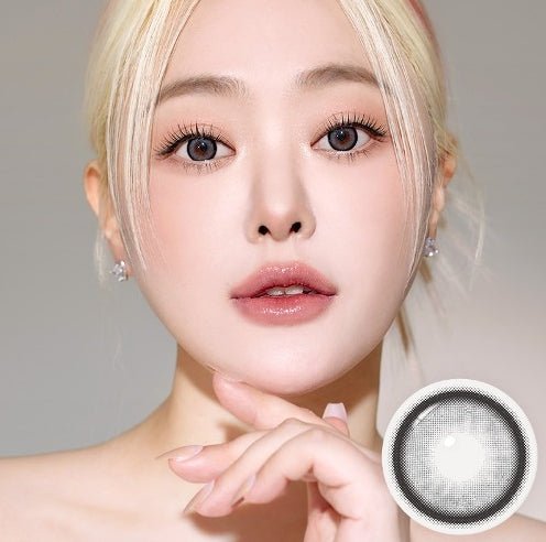 I-SHA Dekame Love Me Gray colored contact lens, 13.6mm graphic diameter, Monthly wear