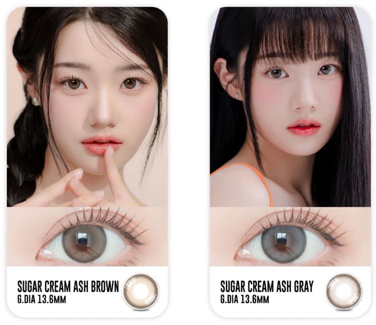 LensRang Sugar Cream Ash Brown colored contact lens, 13.6mm graphic diameter, Monthly wear