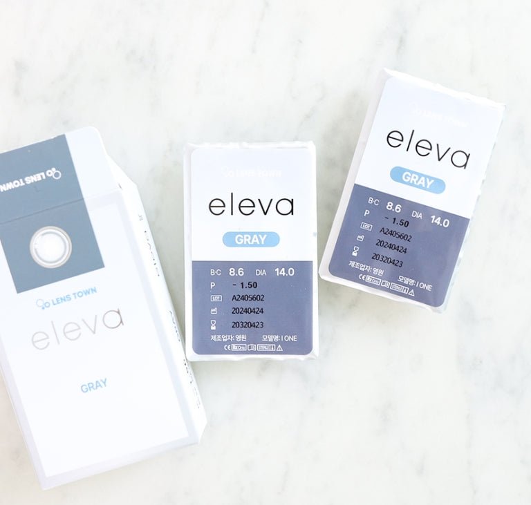 LensTown Eleva Gray colored contact lens, 13.2mm graphic diameter, Monthly wear
