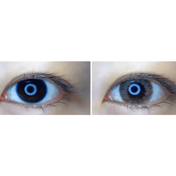 LensTown Lighly Lily Marry Brown (20p) — both eyes wearing the contact lenses