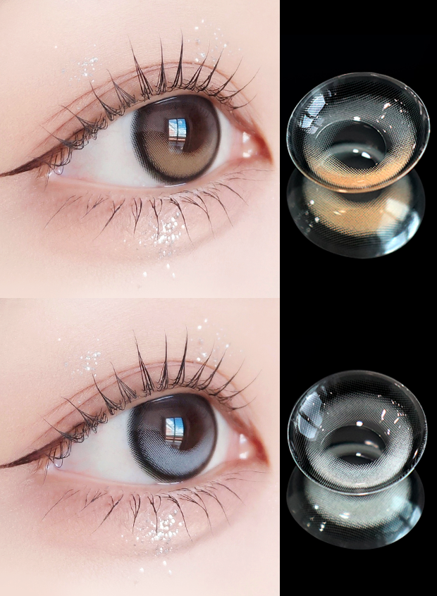 LensVery Anndora colored contacts - On-eye and lens-pattern comparison of the Anndora color range