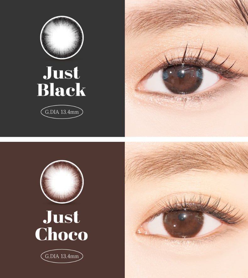 LensVery Just Black colored contact lens, 13.4mm graphic diameter, Monthly wear