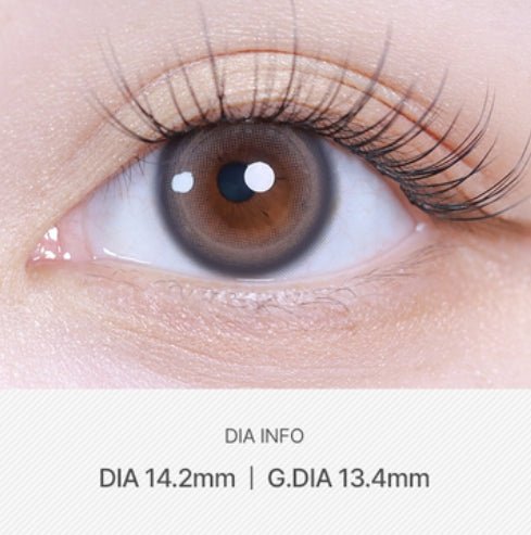 LensVery Powdery Brown colored contact lens, 13.4mm graphic diameter, Monthly wear