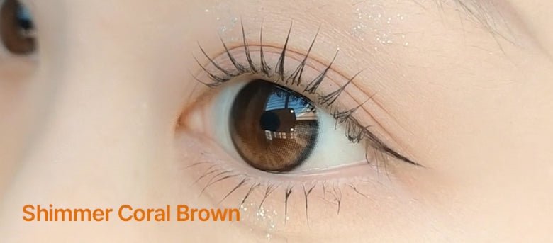 LensVery Shimmer Coral Brown colored contact lens, 13.5mm graphic diameter, Monthly wear
