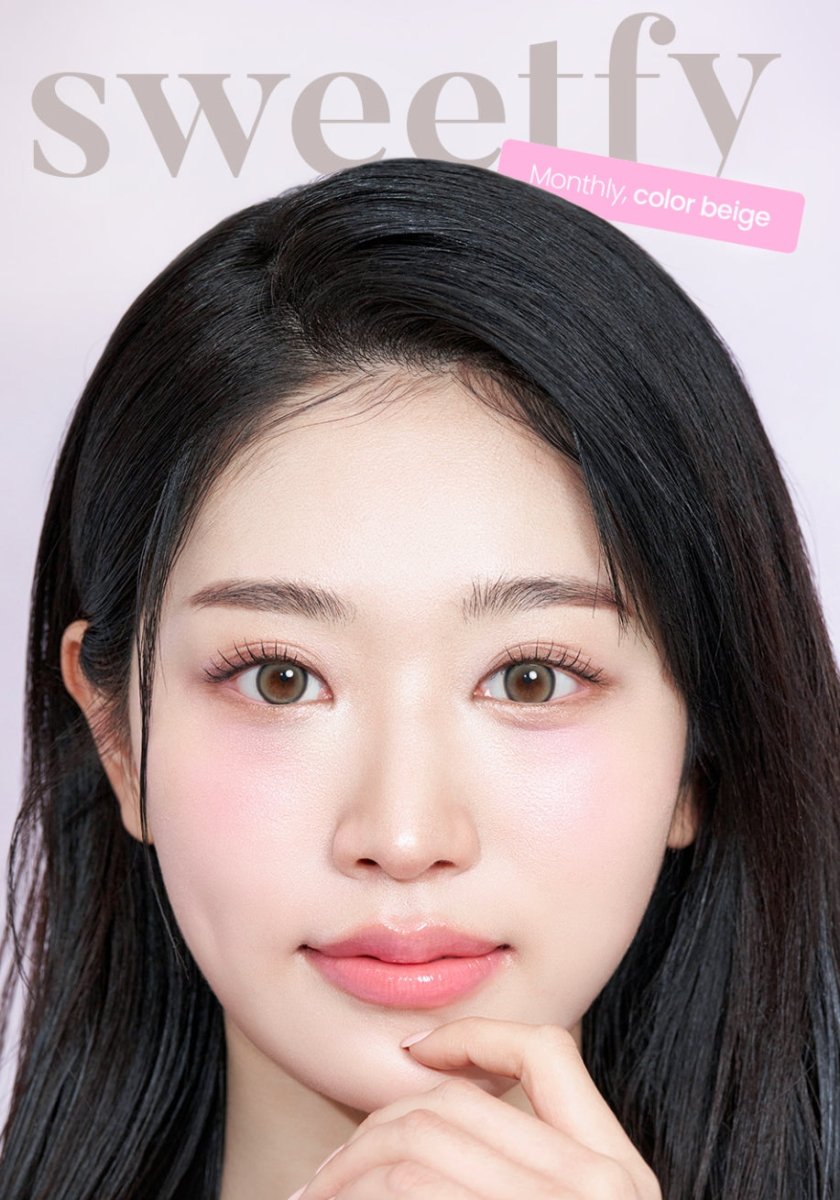 LensVery Sweetfy Beige colored contact lens, 13.3mm graphic diameter, Monthly wear