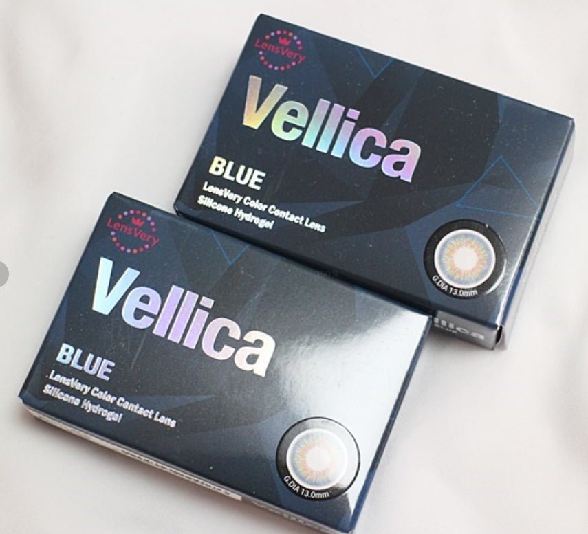 LensVery Vellica Blue colored contact lens, 13.0mm graphic diameter, Monthly wear
