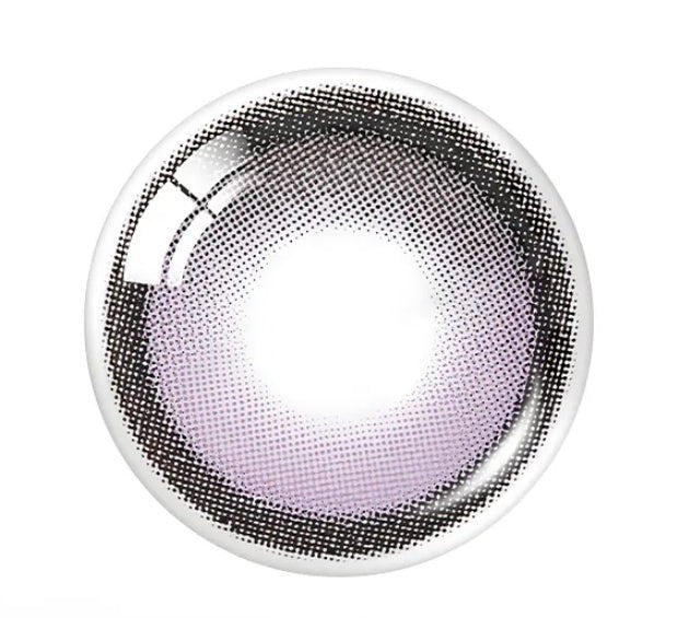 Olens Big Glowy Lavender Violet colored contact lens, 13.6mm graphic diameter, Monthly wear