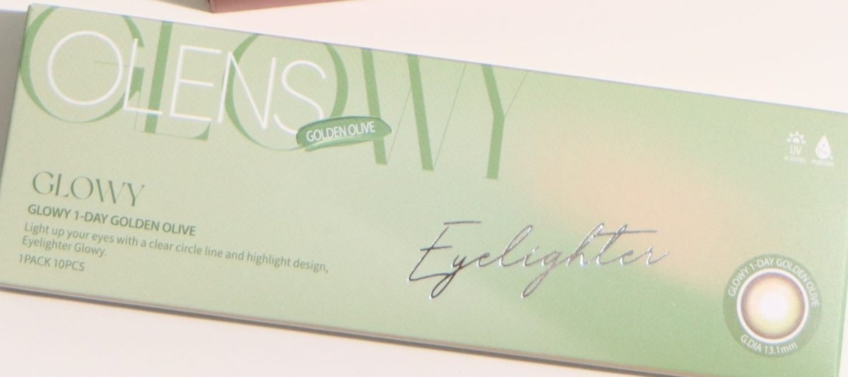 Olens Eyelighter Glowy 1Day Golden Olive (10p) colored contact lens, 13.1mm graphic diameter, Daily wear