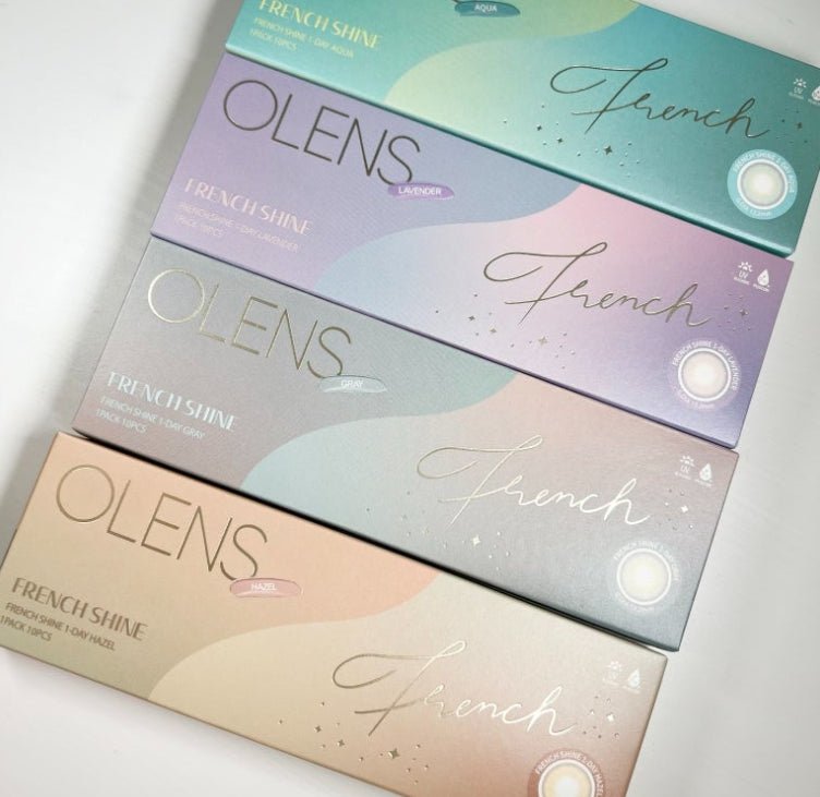 Olens French Shine 1Day Aqua (10p) colored contact lens, 13.2mm graphic diameter, Daily wear