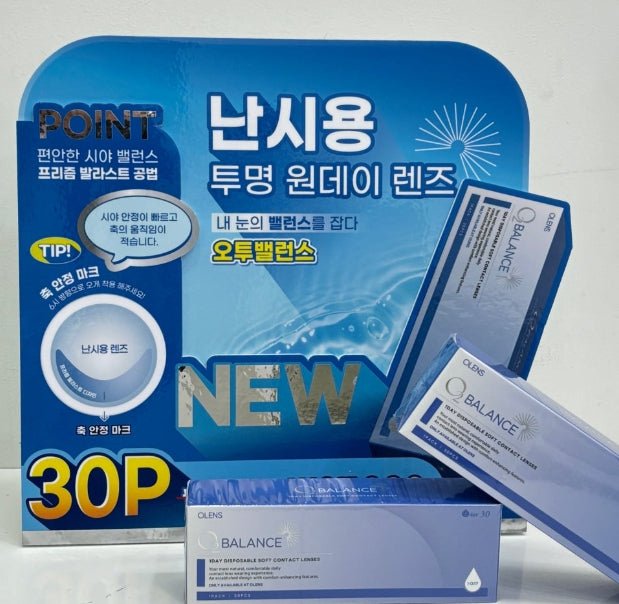 Olens O2 Balance 1Day Clear Toric (30p) colored contact lens, 14.2mm graphic diameter, Daily wear