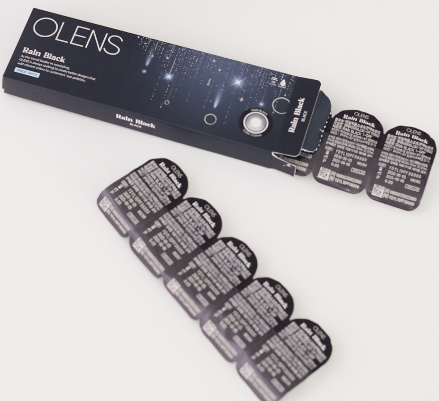 Olens Rain Black (10p) colored contact lens, 13.5mm graphic diameter, Daily wear
