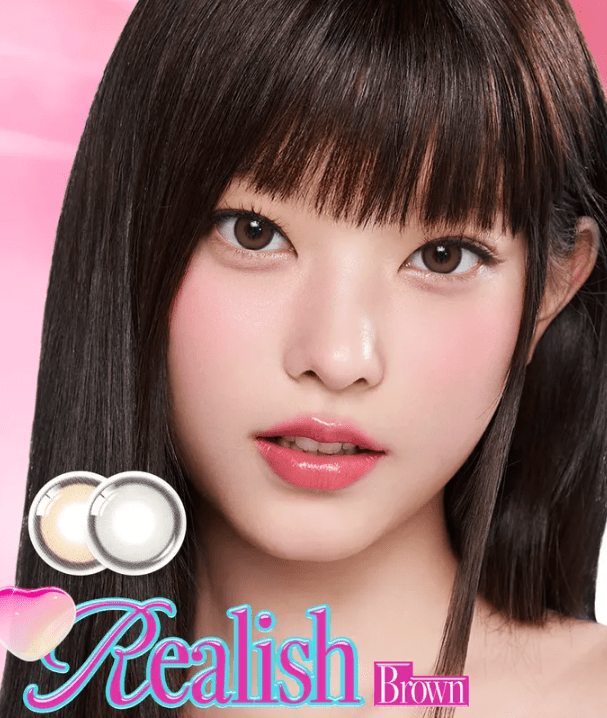 Olens Realish Brown colored contact lens, 13.5mm graphic diameter, Monthly wear