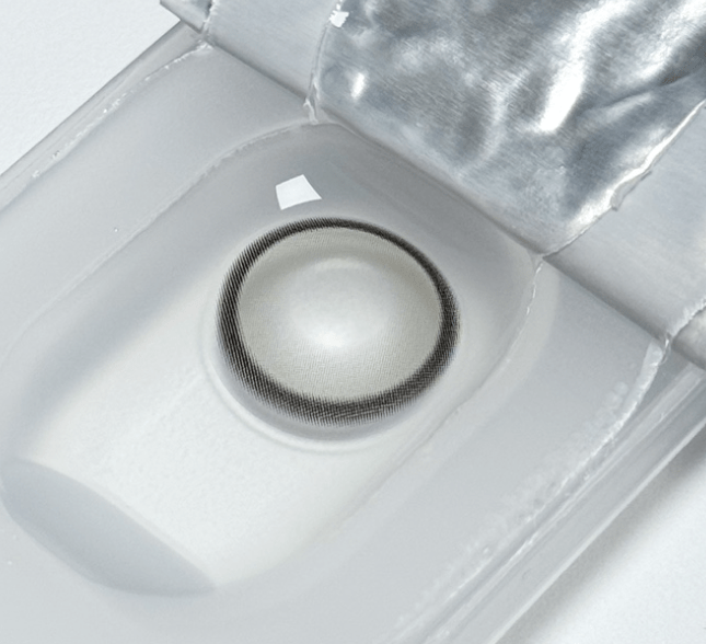 Olens Realish Gray colored contact lens, 13.5mm graphic diameter, Monthly wear