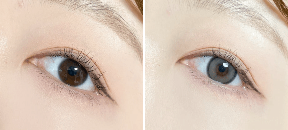 Olens Realish Gray colored contact lens, 13.5mm graphic diameter, Monthly wear