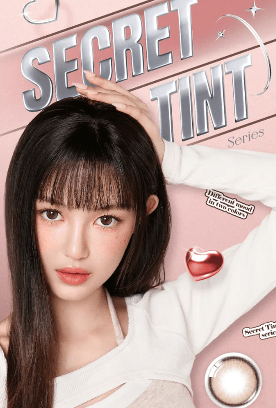 Olens Secrit Tint Brown colored contact lens, 13.5mm graphic diameter, Monthly wear