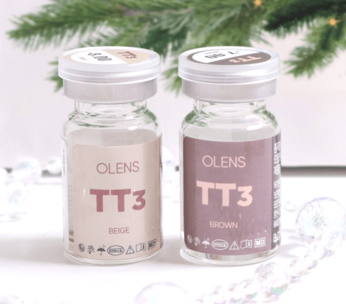 Olens TT3 Beige Brown colored contact lens, 13.3mm graphic diameter, 3-6 Months wear