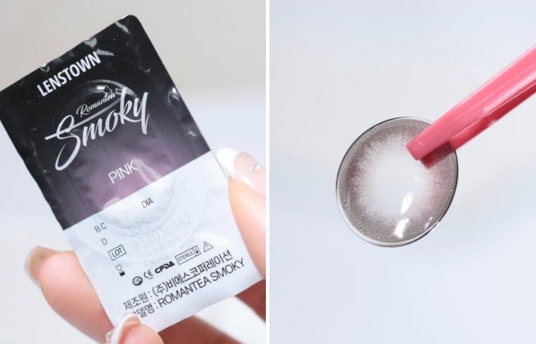 Romantea Smoky Pink colored contact lens, 13.8mm graphic diameter, Monthly wear