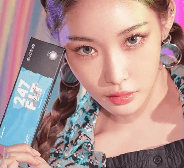 LensTown 247 Fit Gray (10p) — model portrait showing the contact lens look