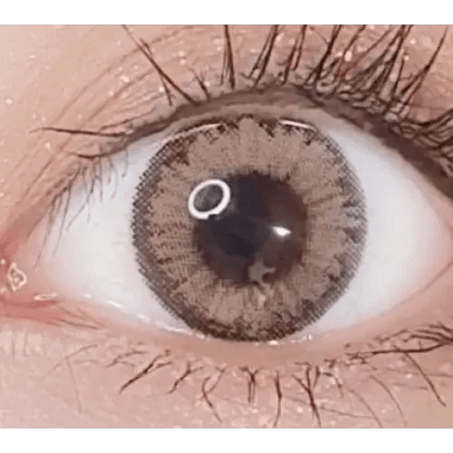 LensVery 3Brown Code2 colored contacts - on-eye close-up showing the color and design