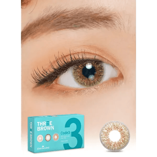 LensVery 3Brown colored contacts - on-eye and design reference collage