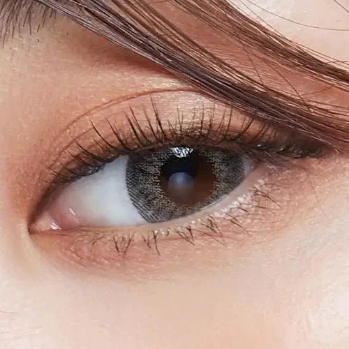 LensTown Back to Basic July Gray — single-eye close-up showing the contact lens appearance