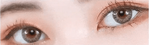LensTown Back to Basic July Gray — both eyes wearing the contact lenses