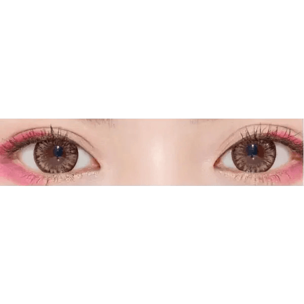 LensTown Back to Basic Macaron Brown — both eyes wearing the contact lenses