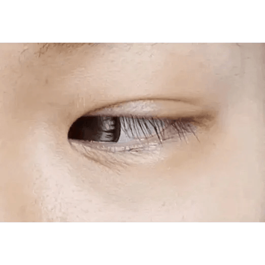LensTown Back to Basic Macaron Brown — single-eye close-up showing the contact lens appearance