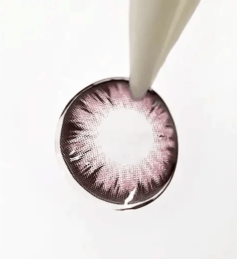 LensTown Back to Basic Macaron Pink — contact lens held with tweezers