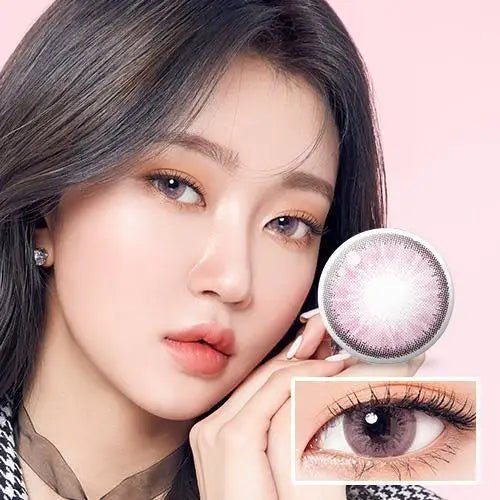 LensTown Back to Basic Street Ash Pink — model portrait showing the contact lens look