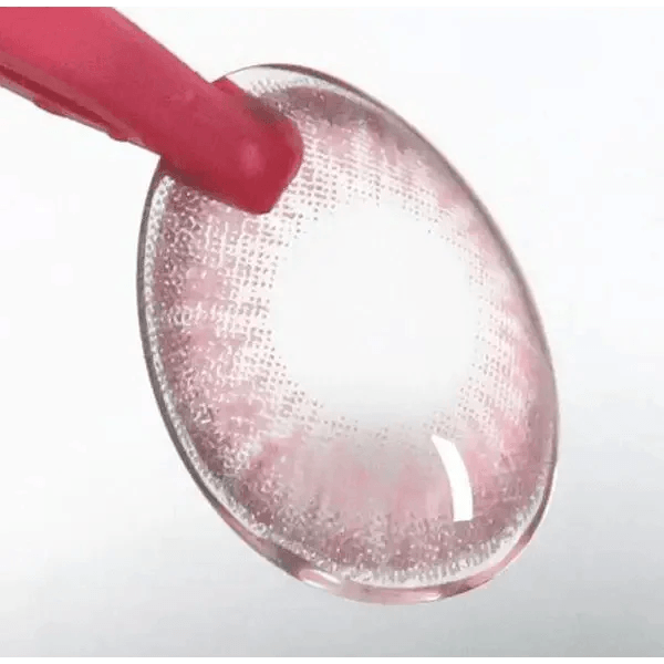 LensTown Back to Basic Street Ash Pink — contact lens held with tweezers